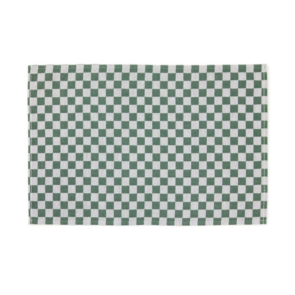 MacKenzie-Childs Dark Green Check Cotton Placemats 13x18 Set of 4 Chic Kitchen